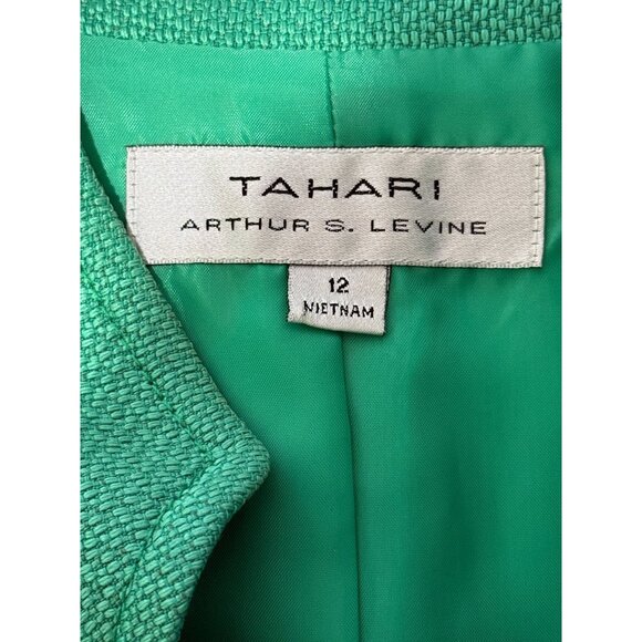 Tahari Blazer Jacket Arthur Levine Textured Kelly Green Mandarin Collar Size 12 - Picture 4 of 7
